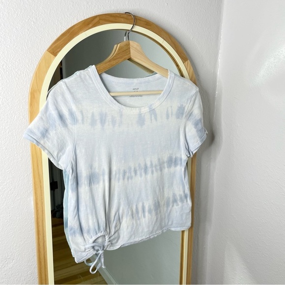 Aerie blue tie dye cropped keyhole tie front top - Picture 1 of 6